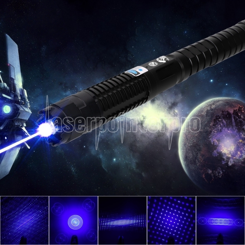50000mW 445nm Blue Beam 3-Mode Zoomable 5-in-1 Laser Pointer Pen Kit Black  - IT - Laserpointerpro